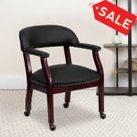 Flash Furniture Black Leather Conference Chair with Casters B-Z100-LF-0005-BK-LEA-GG
